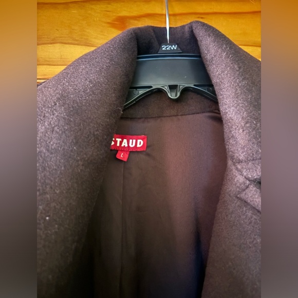 Staud-brown carver scarf detail wool blend coat - Picture 3 of 11
